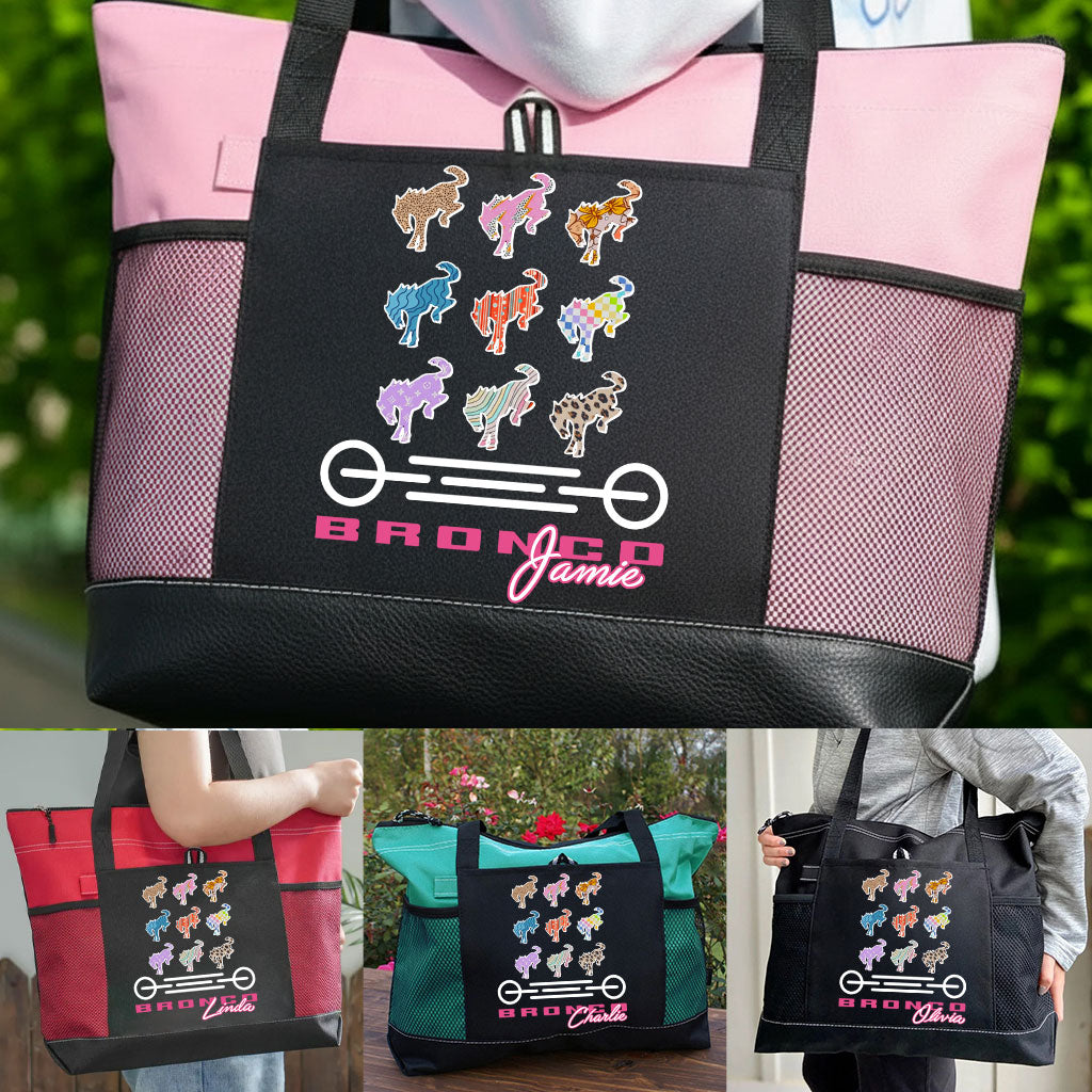 Personalized Retro Bronco Girl Zipper Tote Bag Supler Store