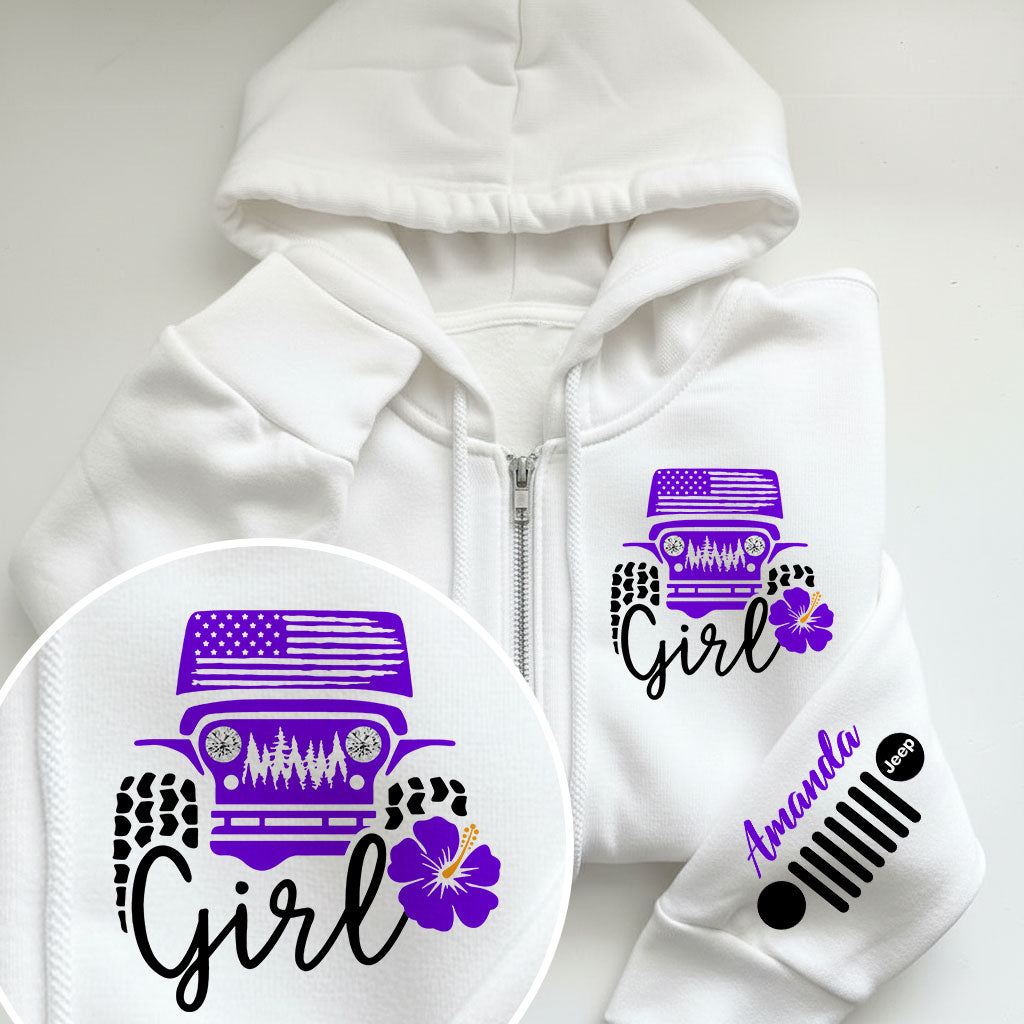 Personalized Jeep Girl Flower Zip Hoodie Supler Store