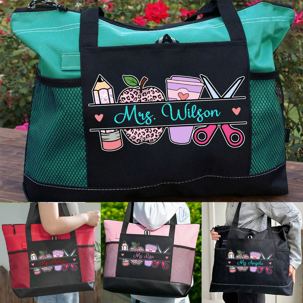 Personalized Teacher Zipper Tote Bag