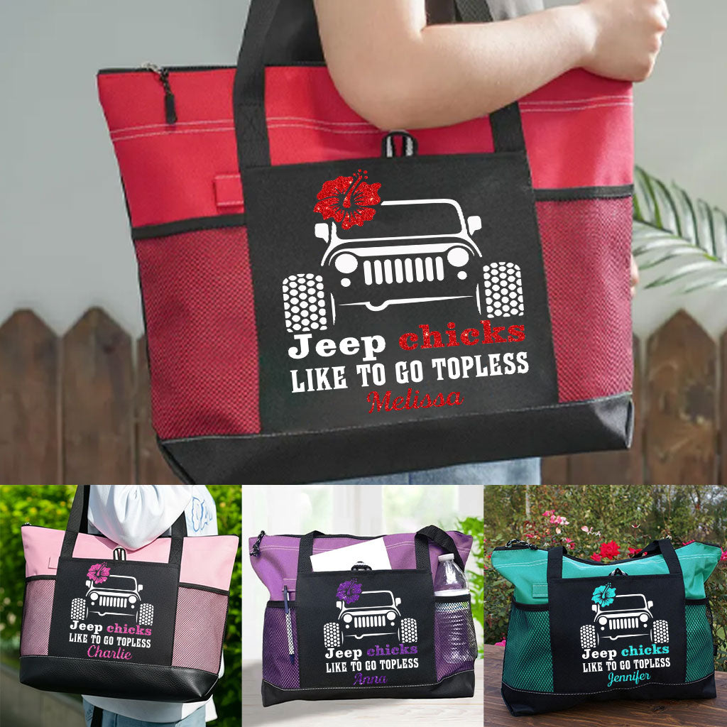 Personalized Jeep Chicks Like To Go Topless Tote Bag Supler Store
