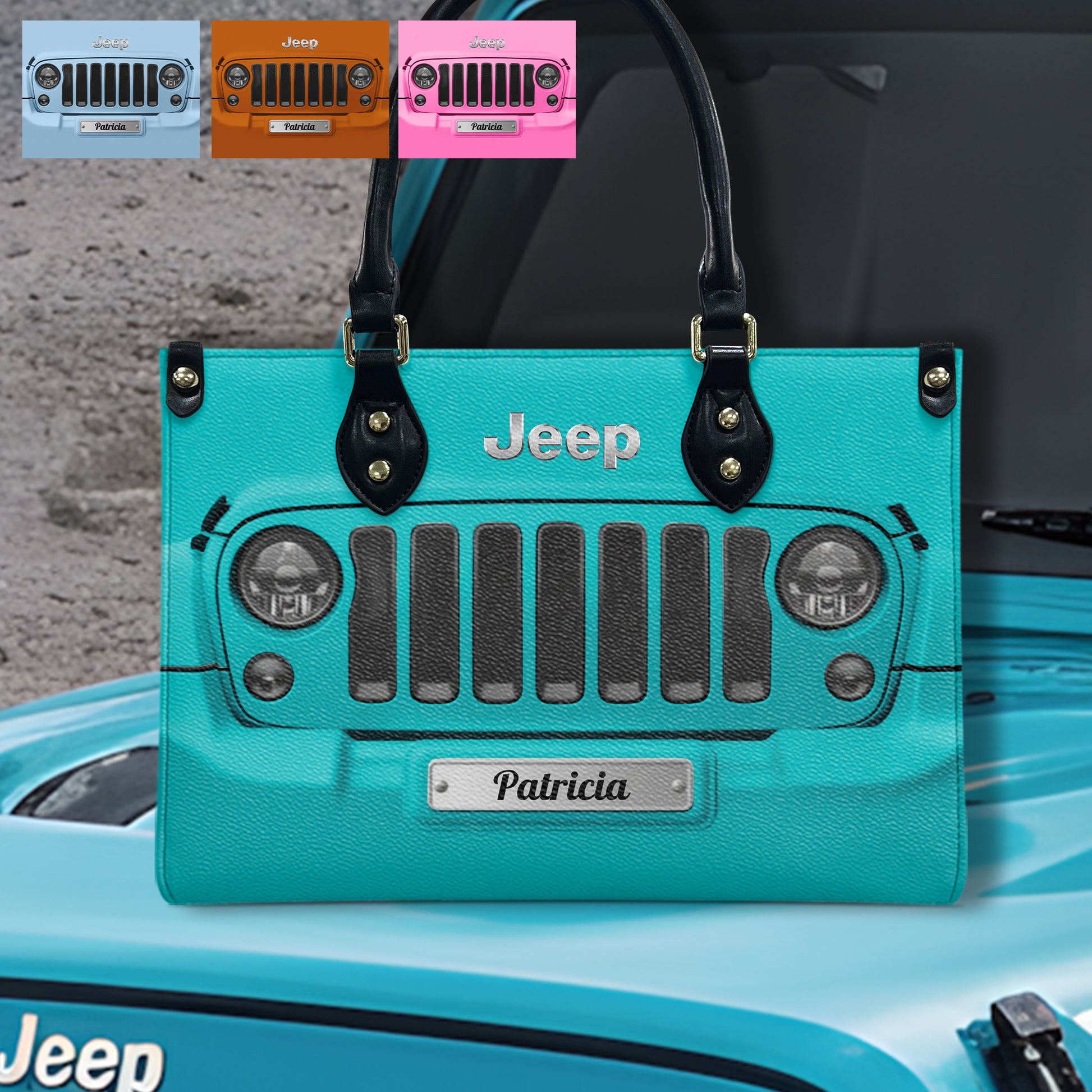 Personalized Jeep Grille Leather Handbag Supler Store