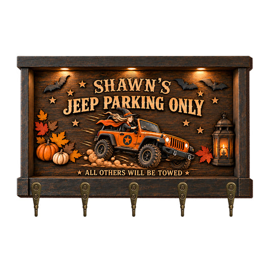 Halloween Jeep Parking Only Personalized Wooden Key Holder