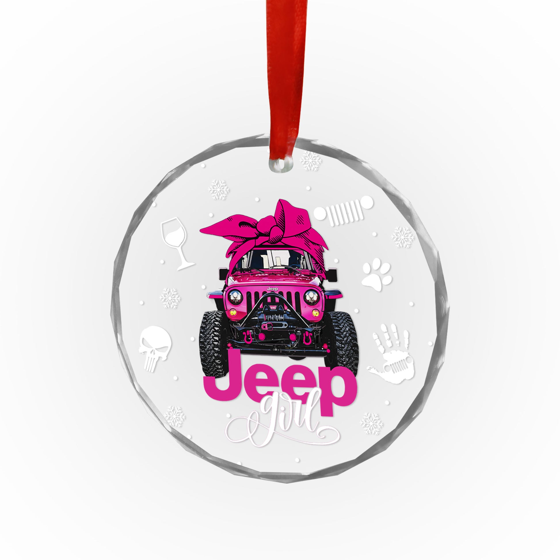 Multicolor Jeep Girl Glass Ornament Supler Store