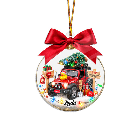 Christmas Jeep Tree Personalized Acrylic Ornament