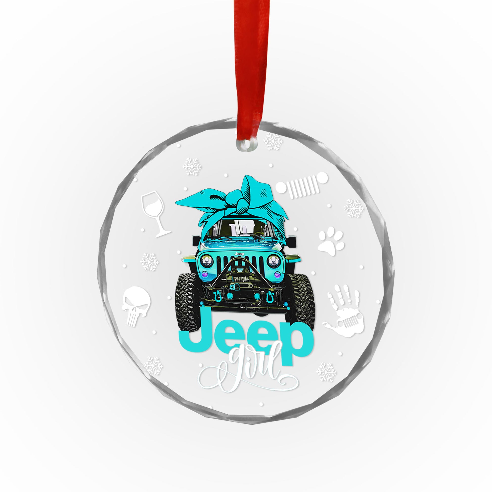 Multicolor Jeep Girl Glass Ornament Supler Store