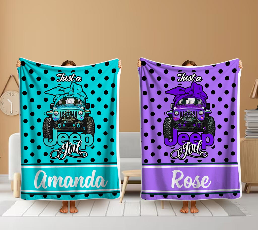 Personalized Just A Jeep Girl Sherpa Blanket Supler Store