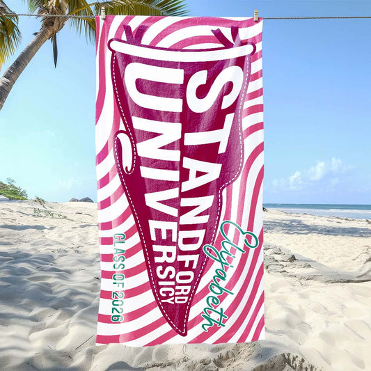 Personalized College Graduation Beach Towel