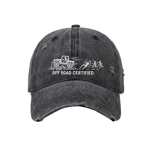 Jeep Offroad Certified Distressed Embroidered Washed Cotton Baseball Cap