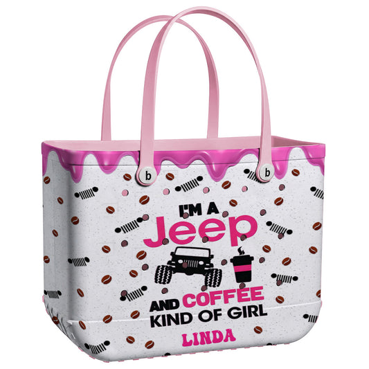 I'm A Jeep & Coffee Kinda Girl Personalized EVA Beach Bag