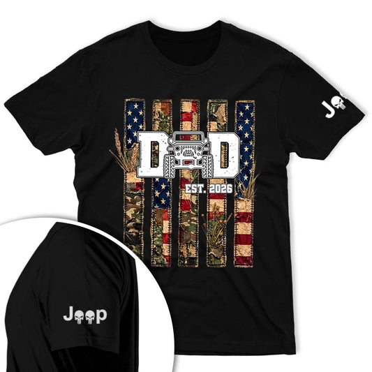 Jeep Dad American Flag Offroad Personalized Shirt