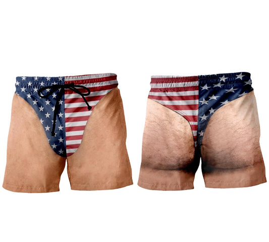Funny Patriotic Men Personalized Beach Shorts