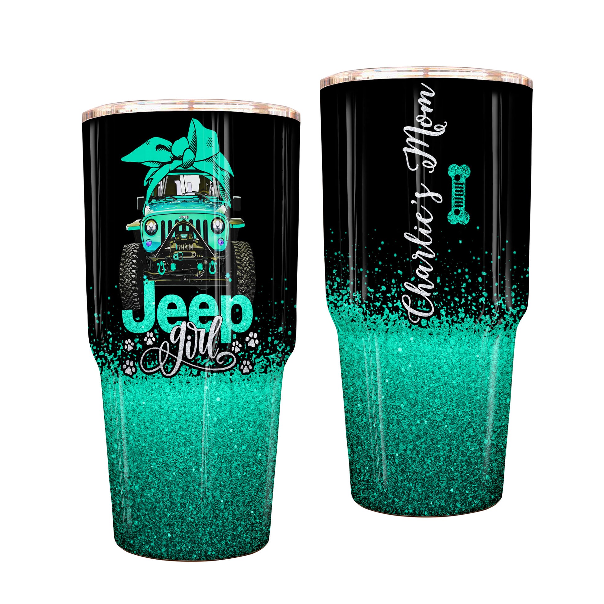 Personalized Multicolor Jeep Dog Girl Epoxy Tumbler 40oz 30oz Supler Store