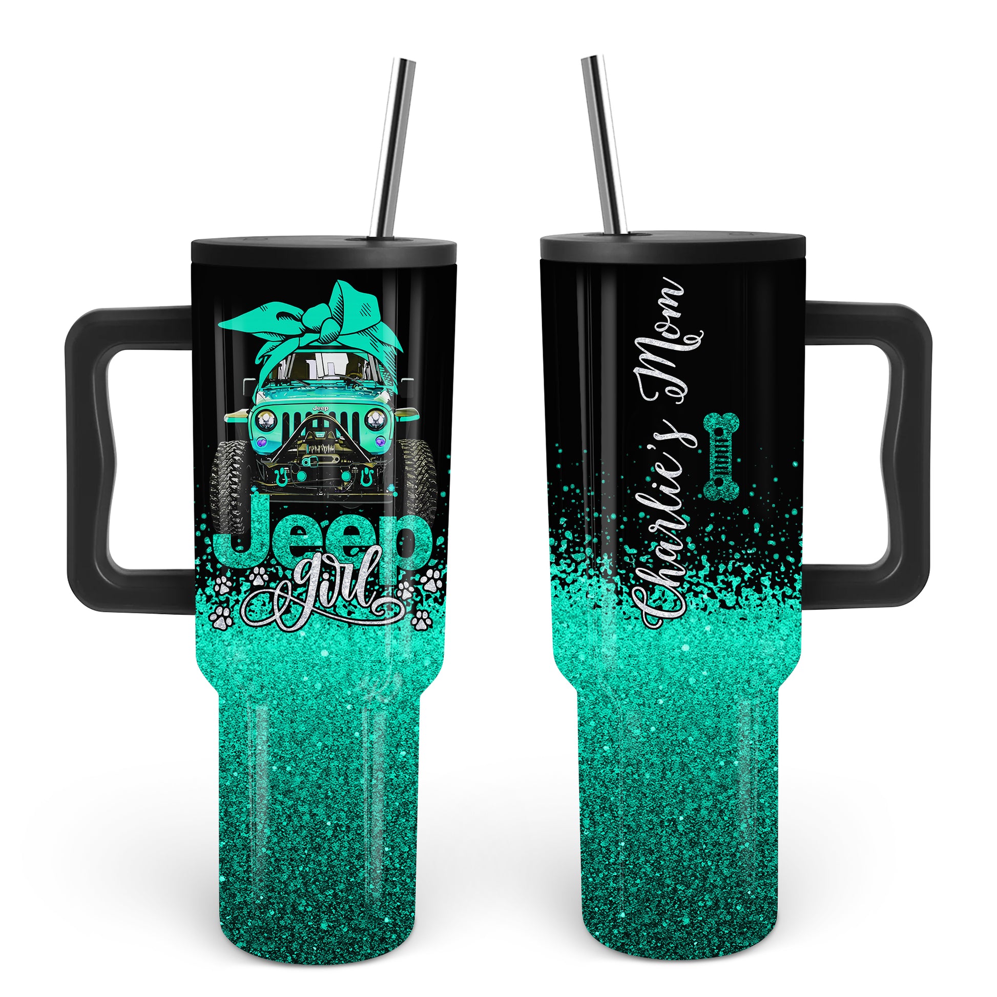 Personalized Multicolor Jeep Dog Girl Epoxy Tumbler 40oz 30oz Supler Store