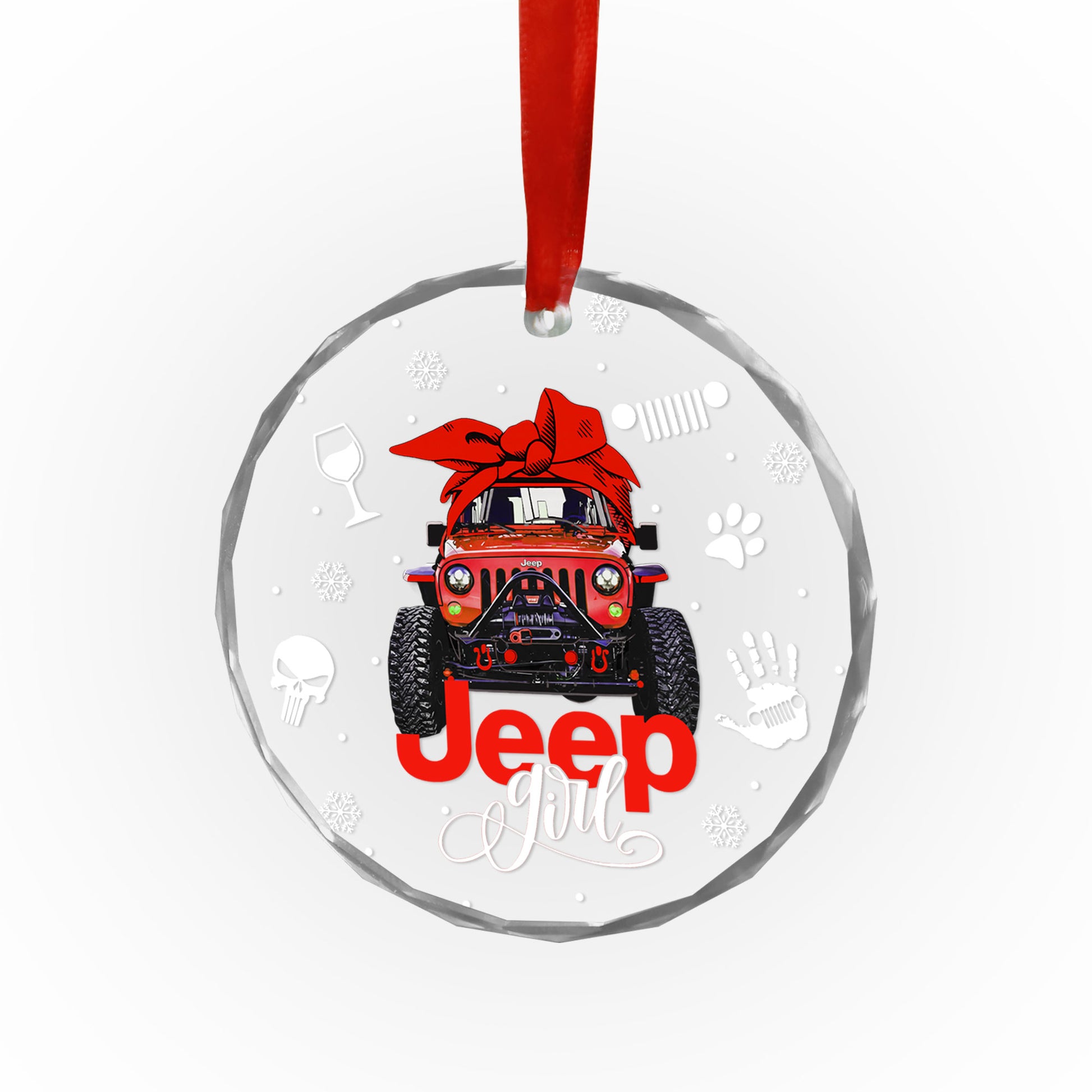 Multicolor Jeep Girl Glass Ornament Supler Store