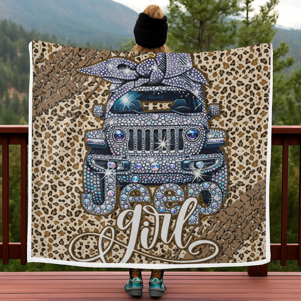 Jeep Girl Sparkle Rhinestone Sherpa Blanket Supler Store