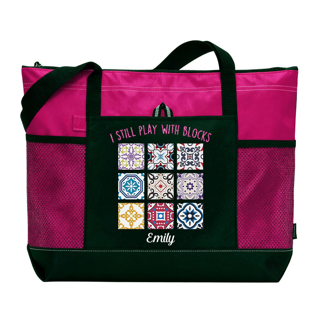 Personalized I Still Play With Blocks Quilting Tote Bag Supler Store