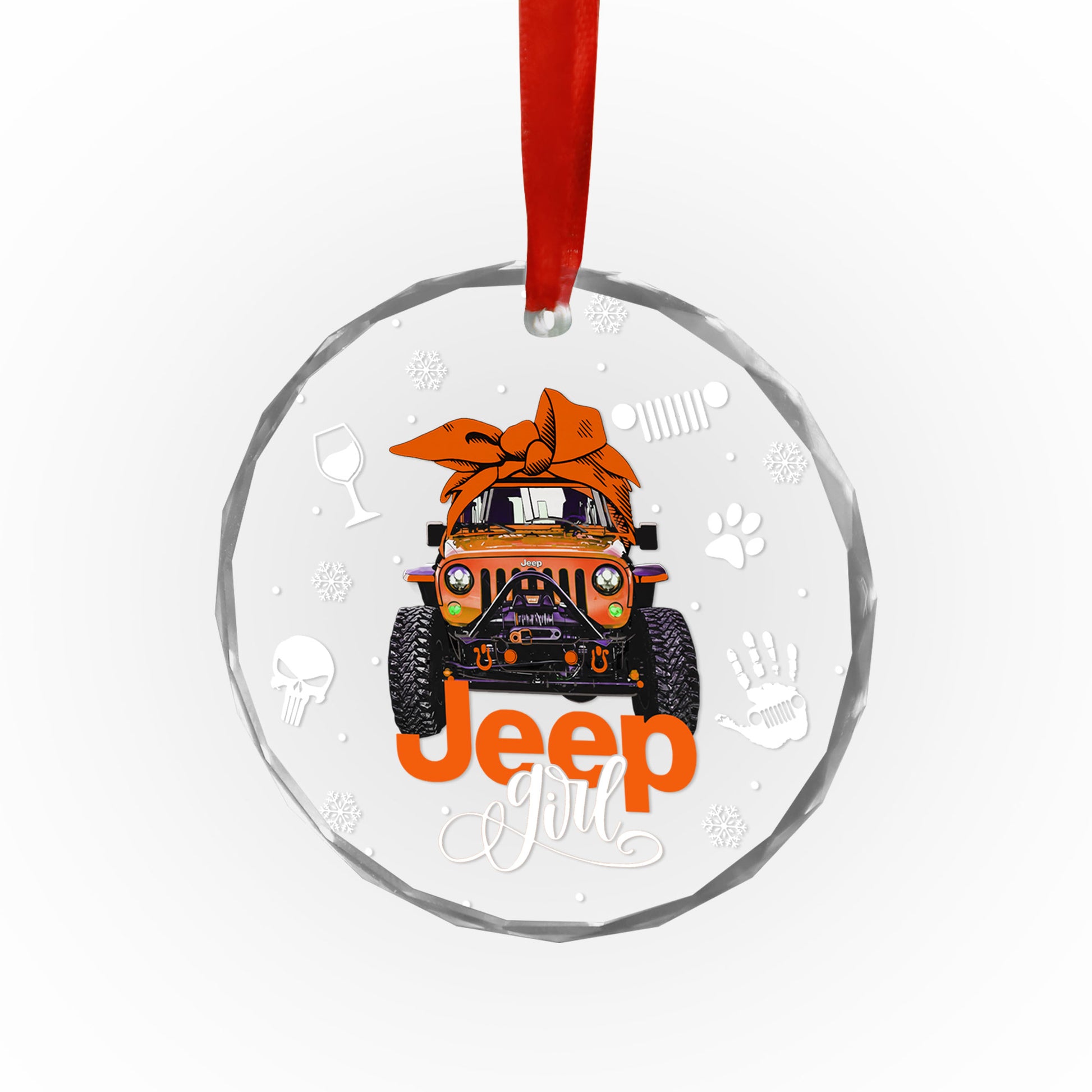 Multicolor Jeep Girl Glass Ornament Supler Store