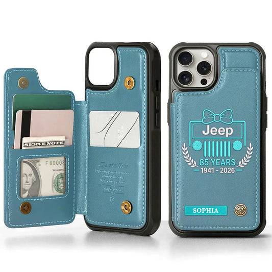 Jeep 85th Anniversary Bow Personalized Leather Wallet Phone