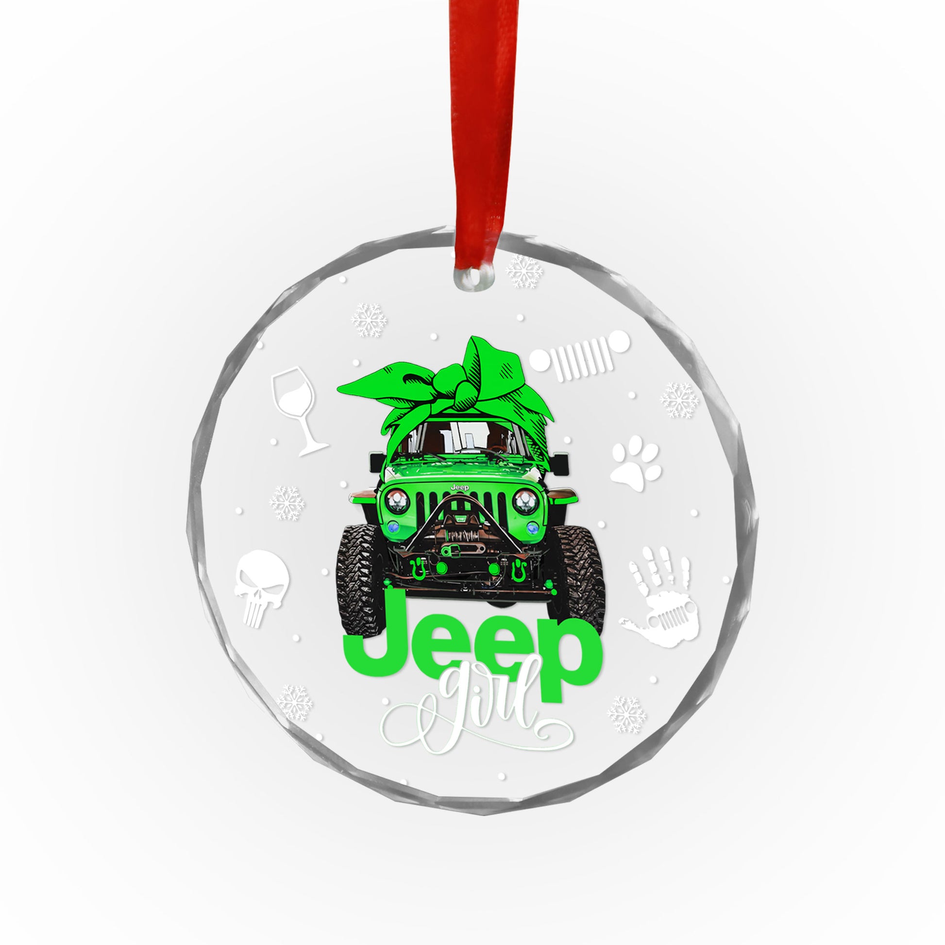 Multicolor Jeep Girl Glass Ornament Supler Store