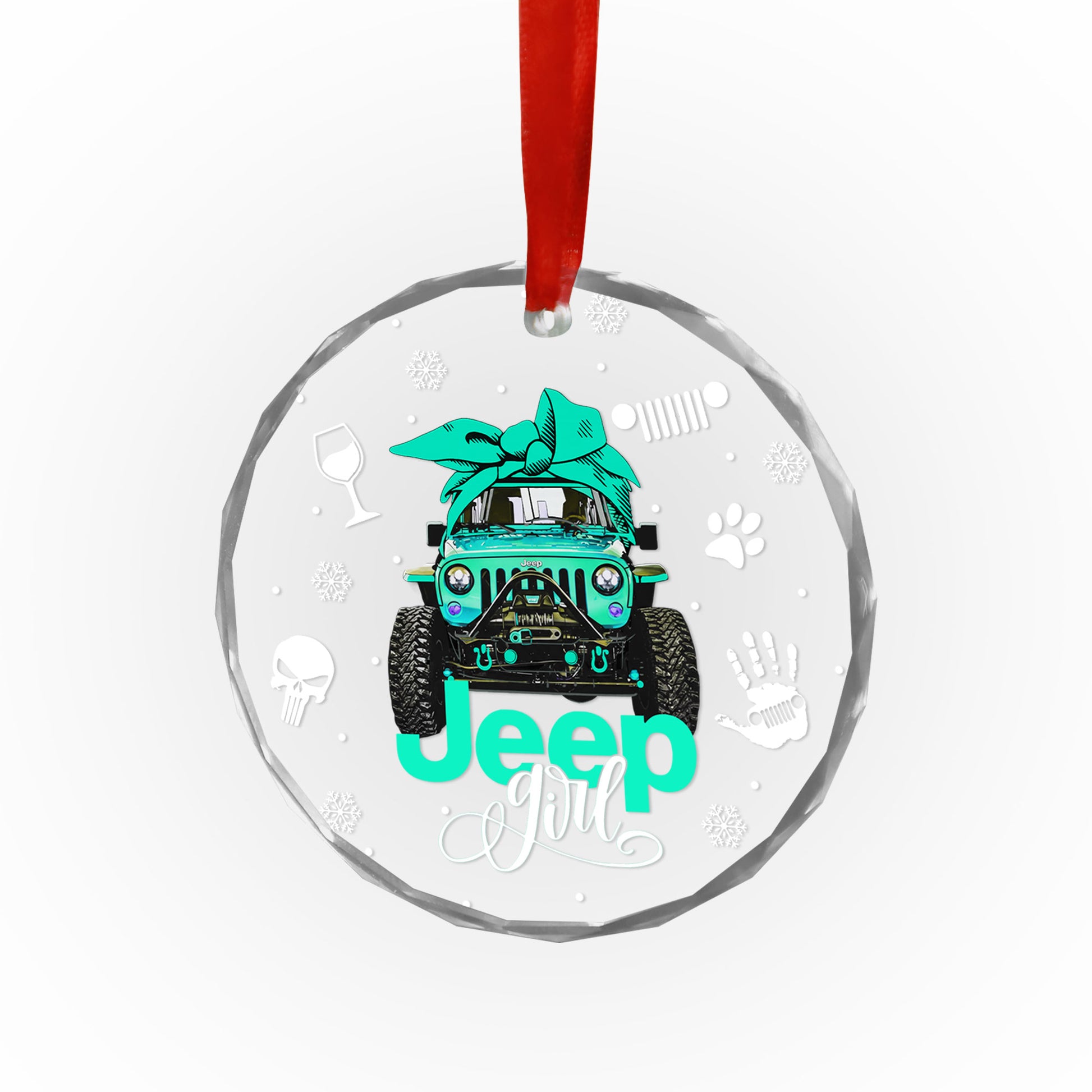 Multicolor Jeep Girl Glass Ornament Supler Store