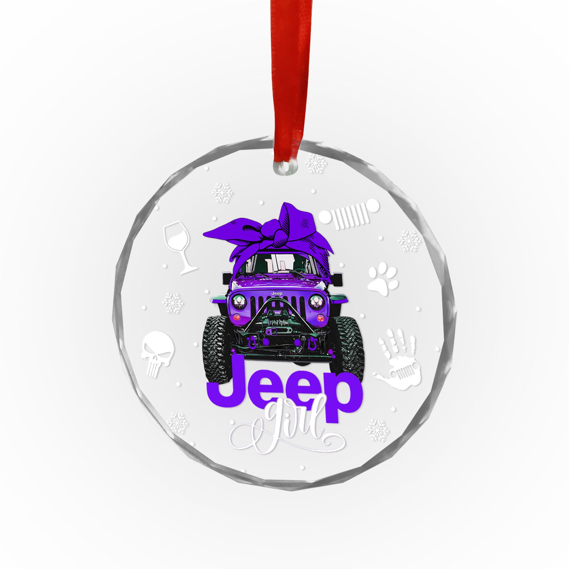 Multicolor Jeep Girl Glass Ornament Supler Store