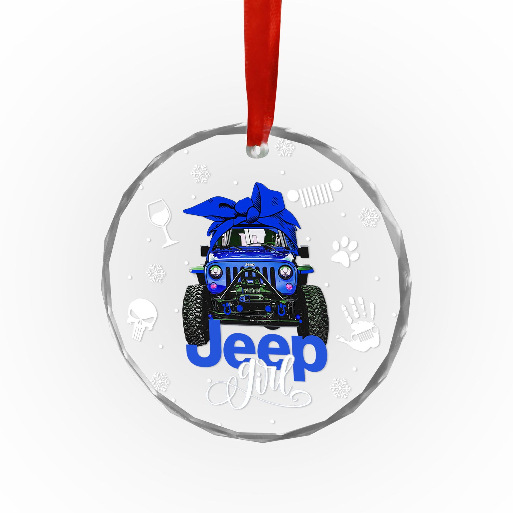 Multicolor Jeep Girl Glass Ornament Supler Store