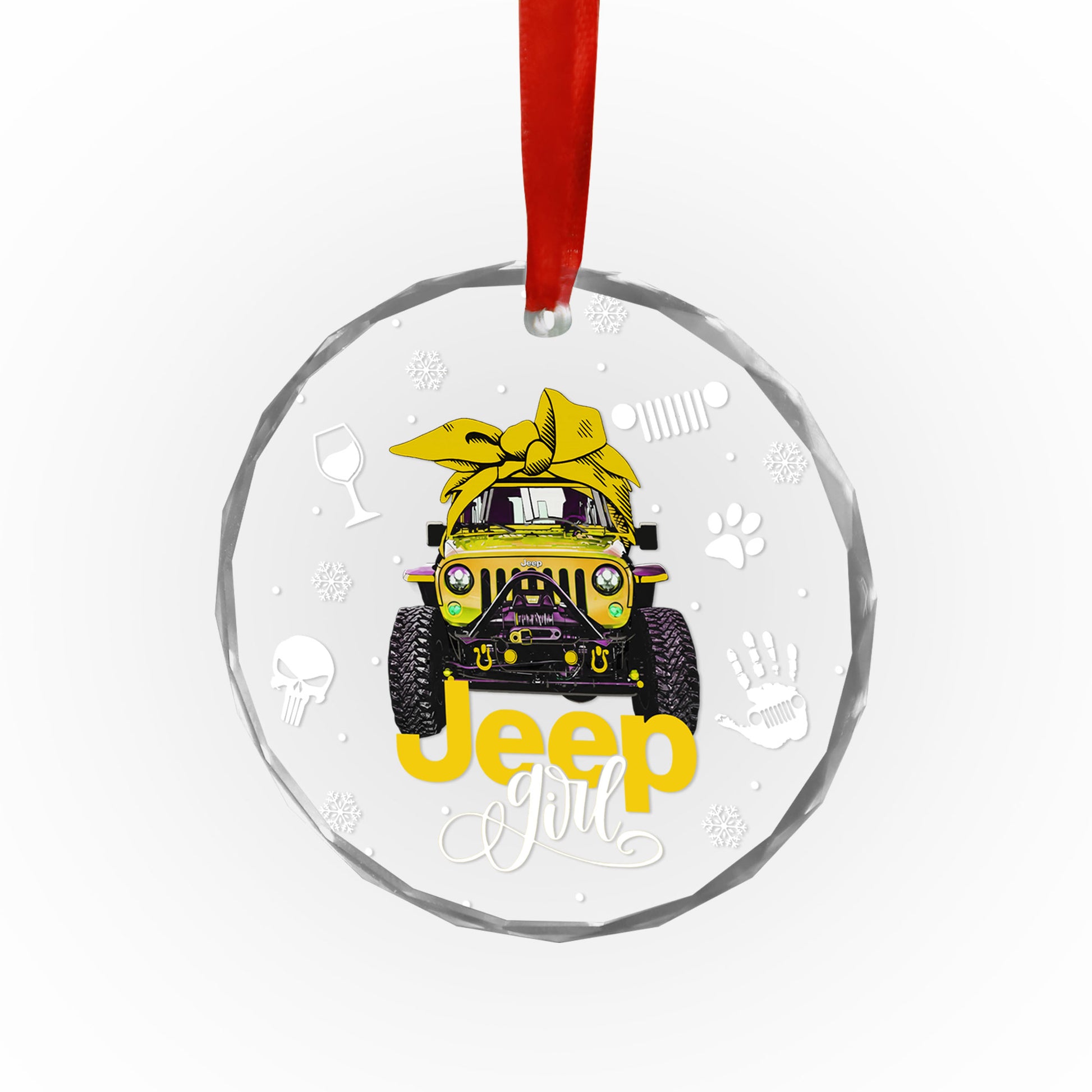 Multicolor Jeep Girl Glass Ornament Supler Store