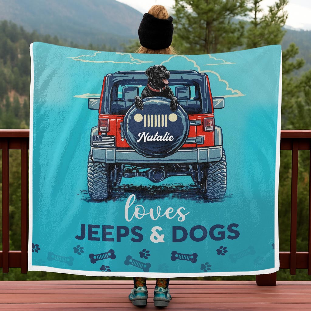 Just A Girl Who Loves Jeeps And Dogs Sherpa Blanket Supler Store