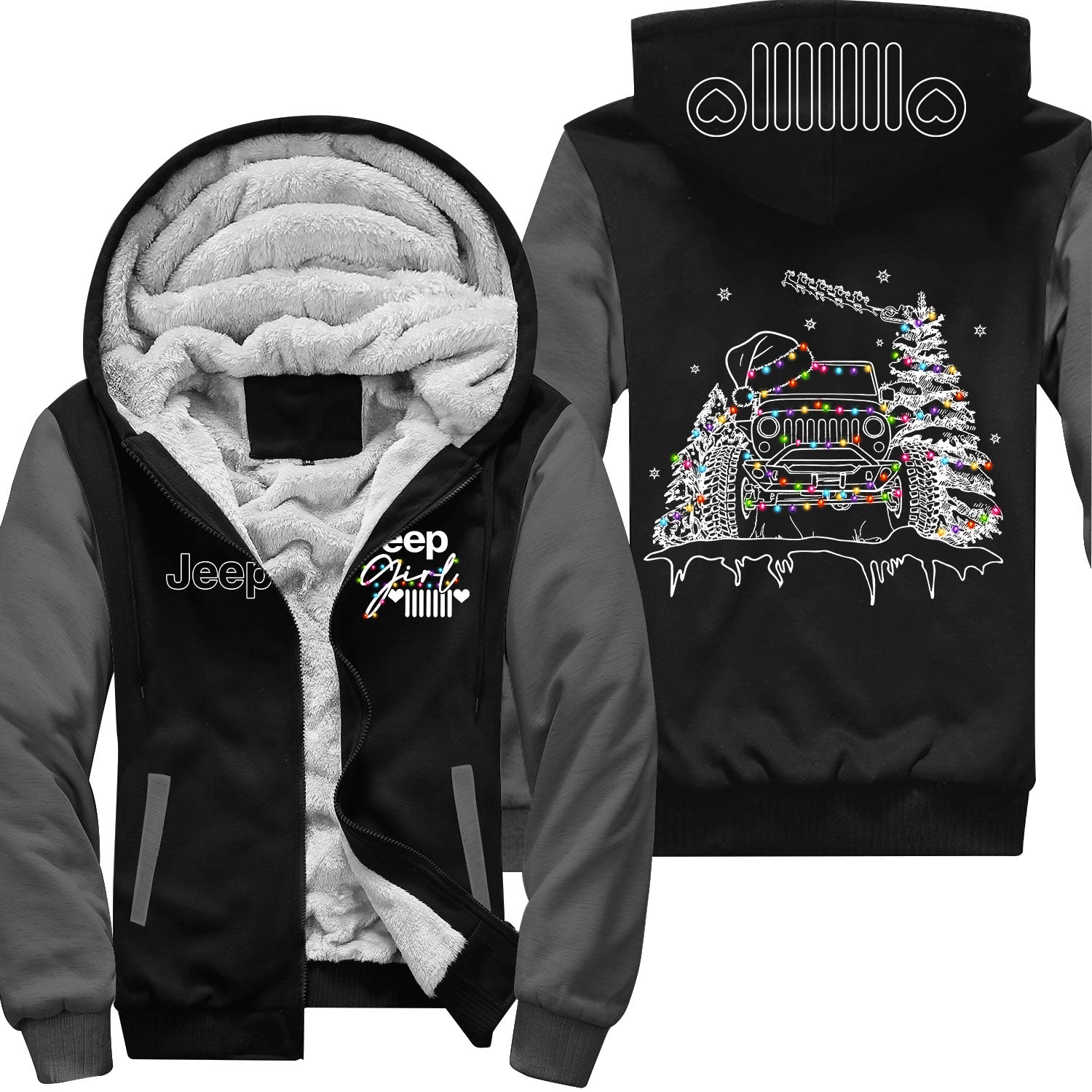 Jeep Girl Grille Icon Christmas Zip Hoodie Supler Store