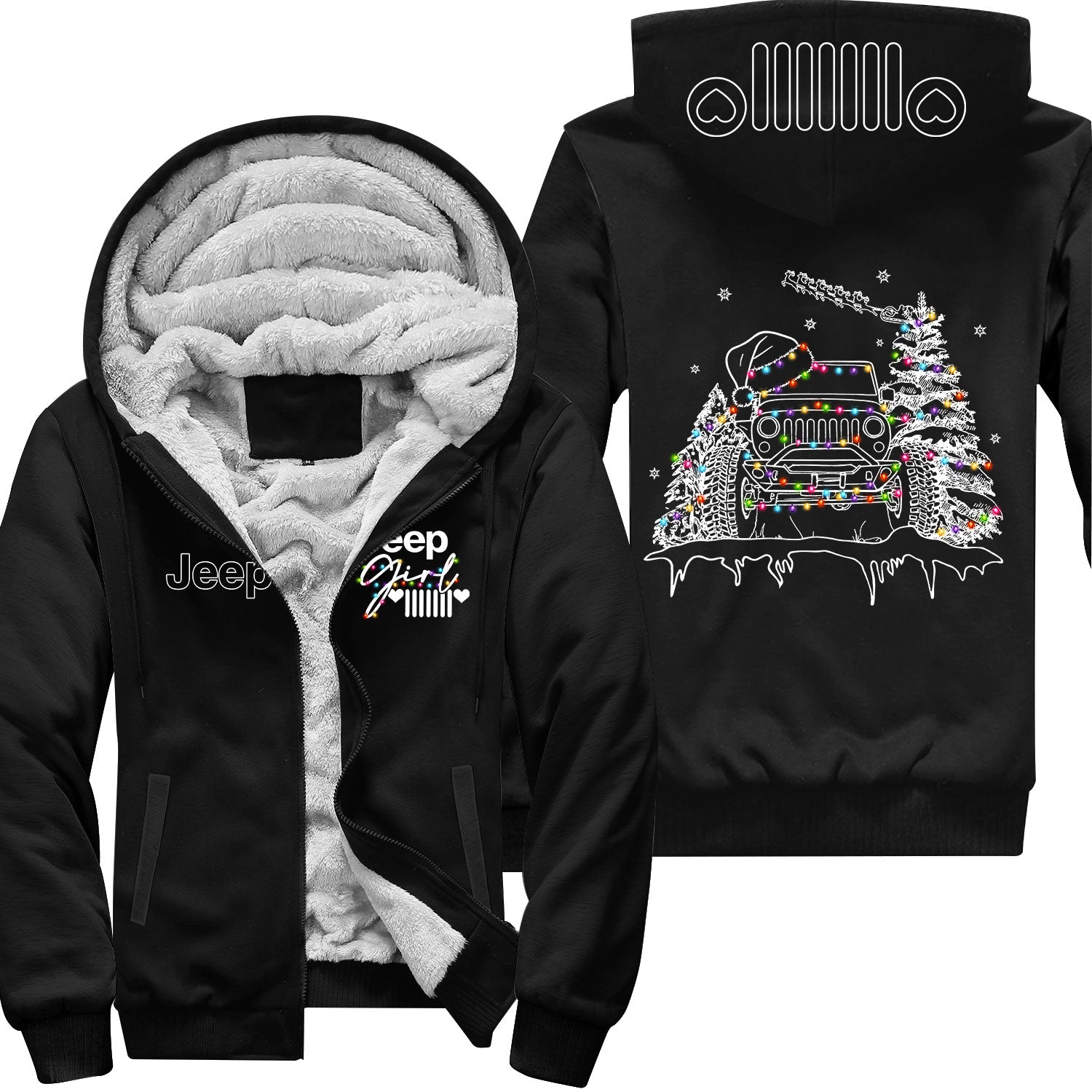 Jeep Girl Grille Icon Christmas Zip Hoodie Supler Store