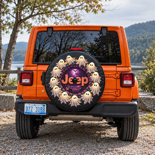 Halloween Jeep Boo Ghost Spare Tire Cover
