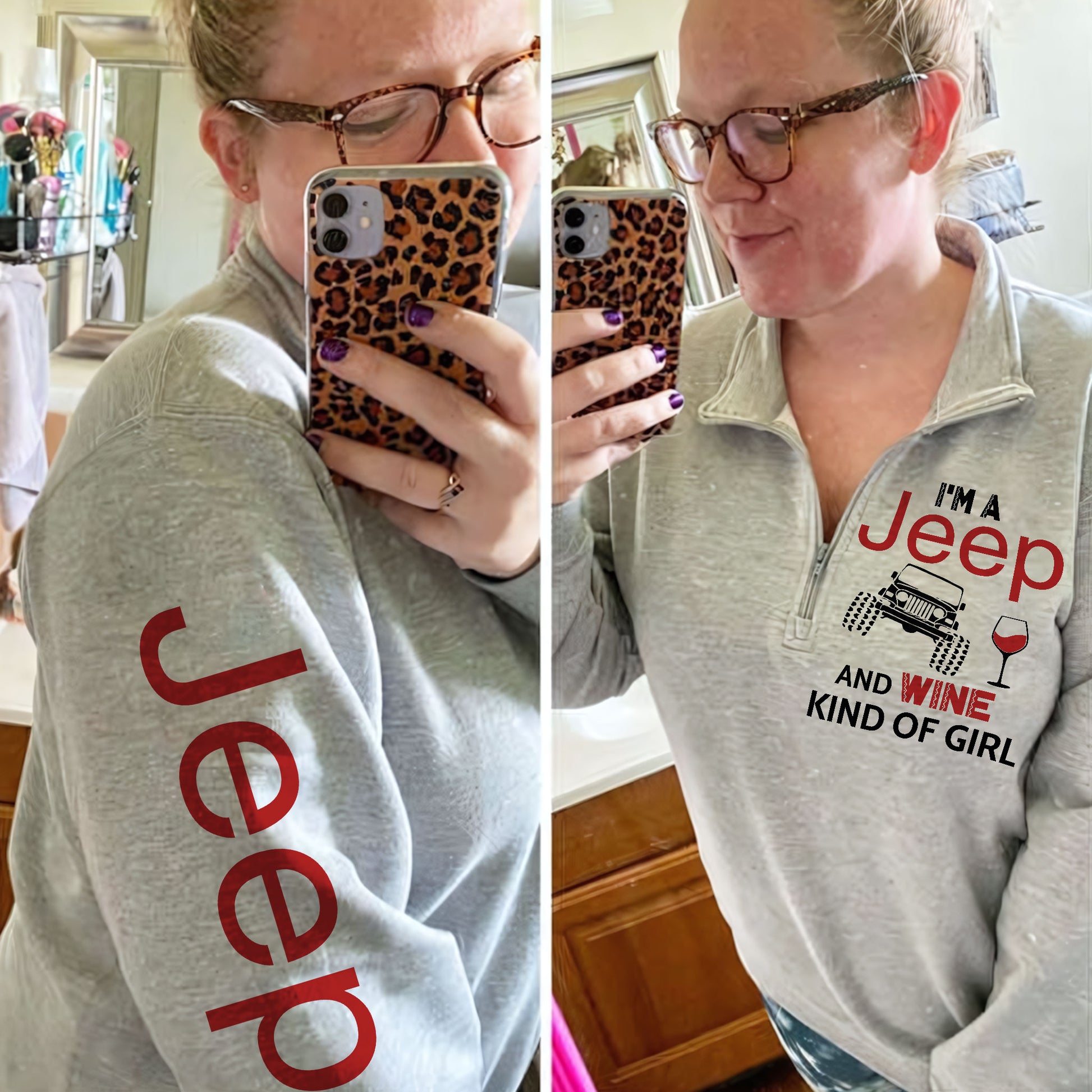 Jeep And Coffee Kind Of Girl Quarter Zip Sweater Supler Store