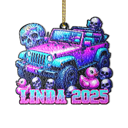 Personalized Jeep Skull Ducks Wavy Acrylic Ornament Supler Store