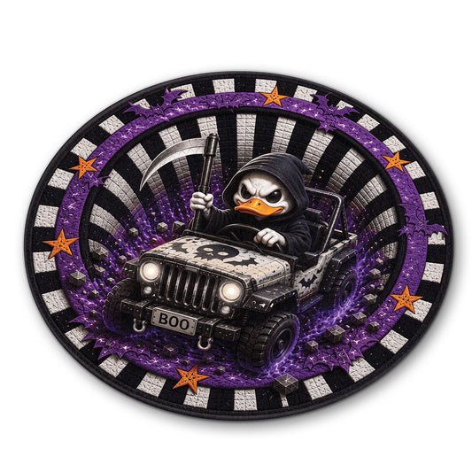 Jeep Halloween Grim Reaper 3D Illusion Round Rug