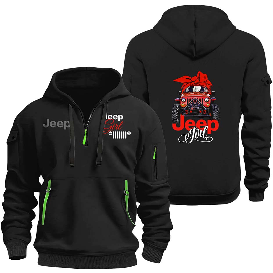 Multicolor Jeep Girl Quarter Zip Hoodie Supler Store