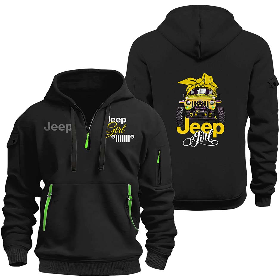 Multicolor Jeep Girl Quarter Zip Hoodie Supler Store