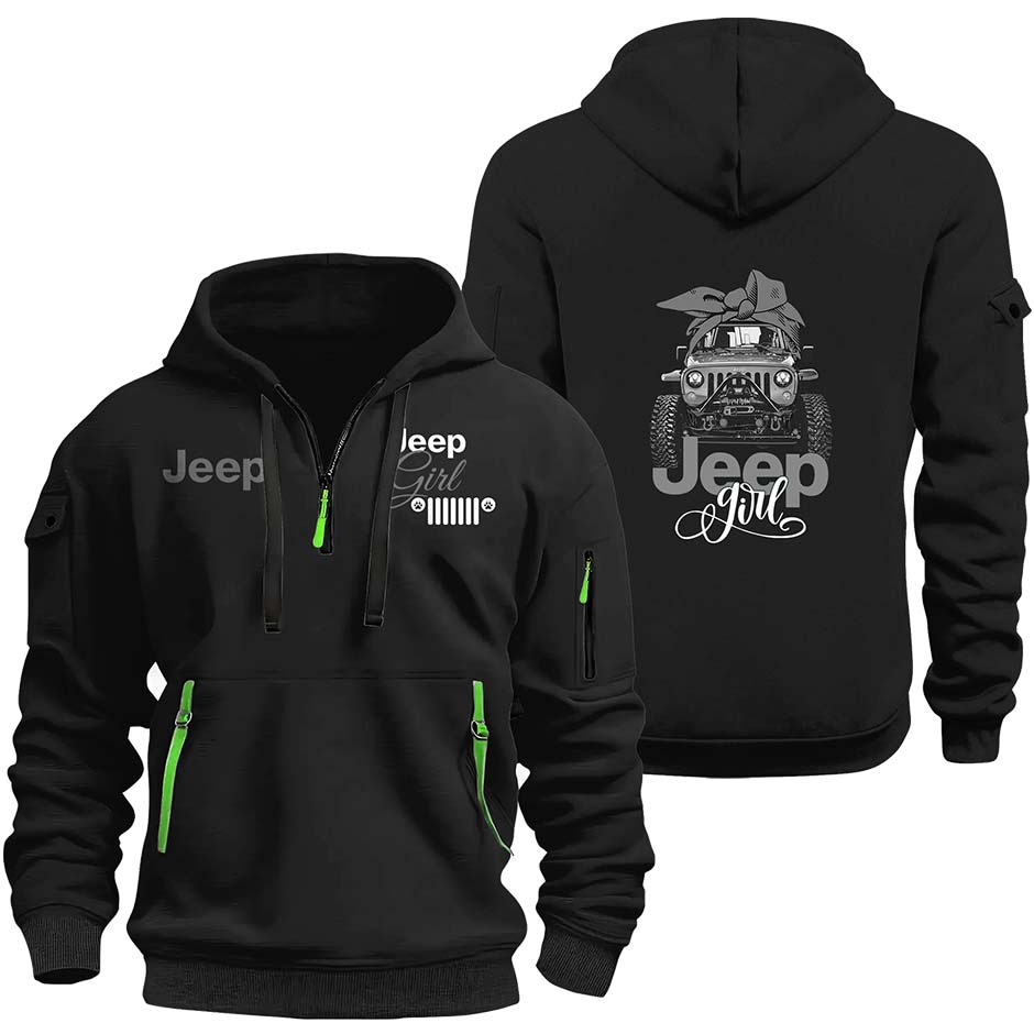 Multicolor Jeep Girl Quarter Zip Hoodie Supler Store