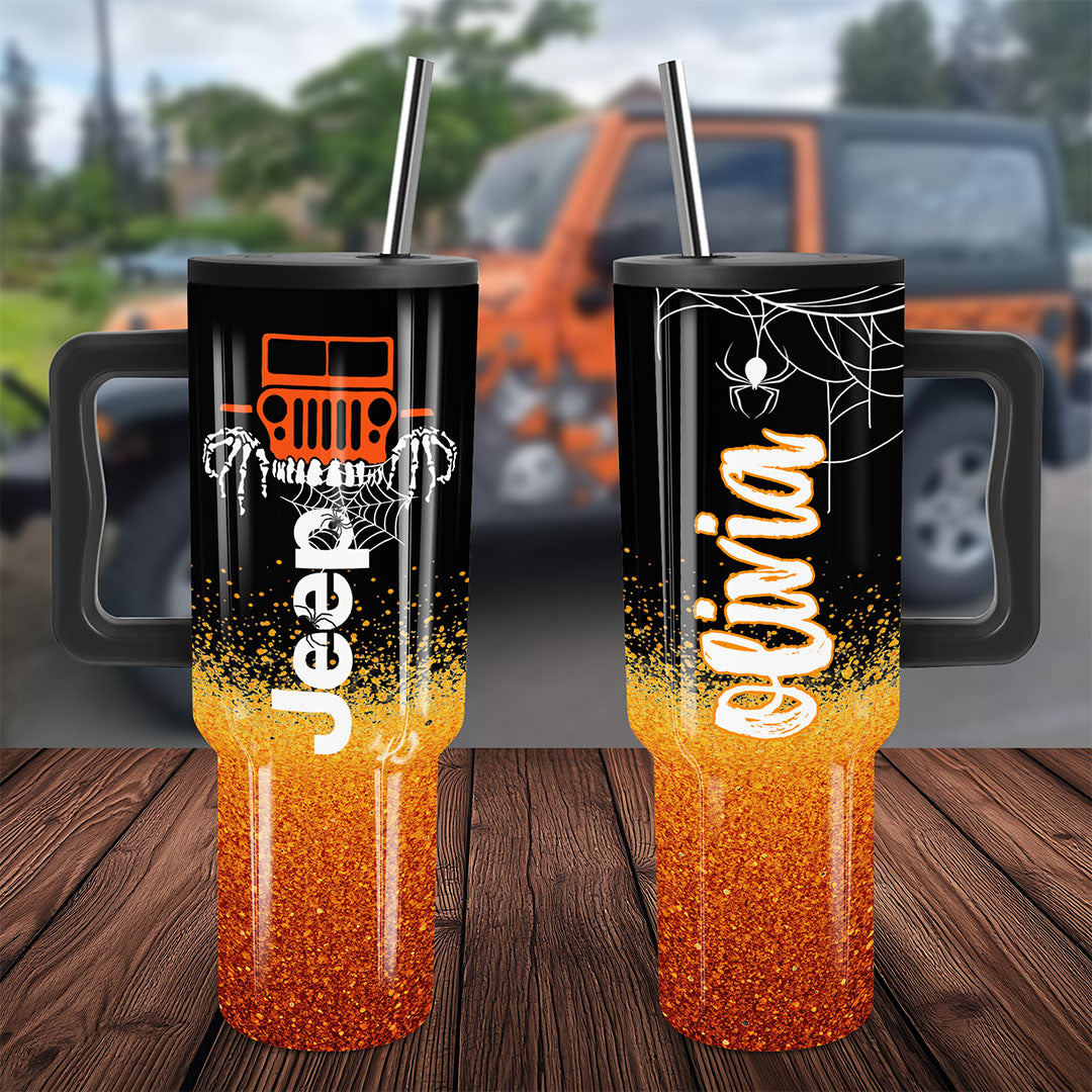 Personalized Jeep Epoxy Trek Tumbler Halloween Spidernet 40oz 30oz Supler Store