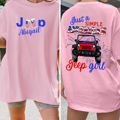 Personalized Just A Simple American Jeep Girl American Flag T-Shirt Hoodie