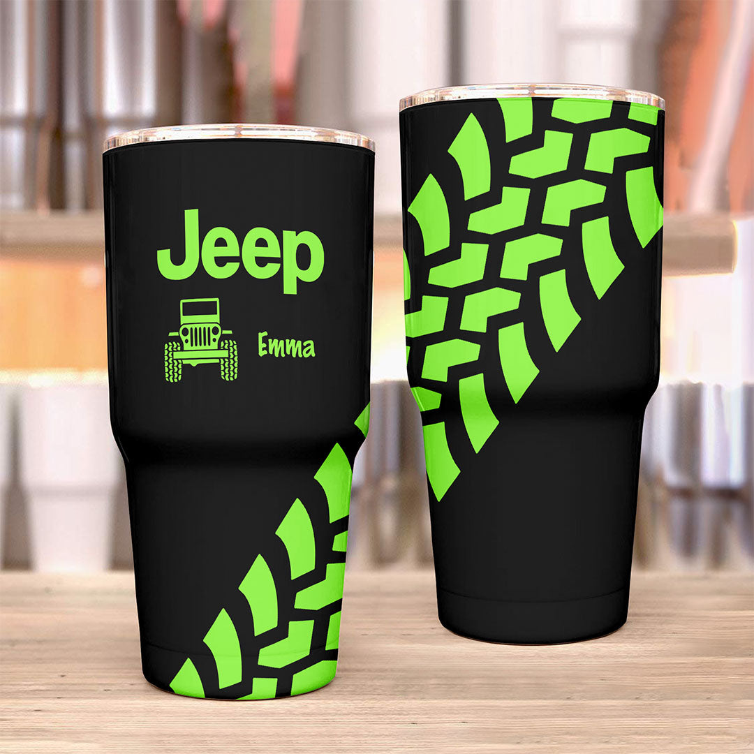 Personalized Jeep Trek Tumbler 40oz Tire Tracks Print Supler Store