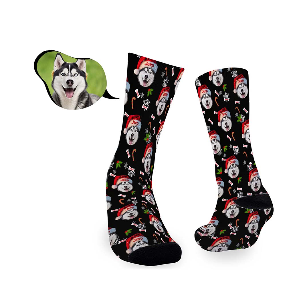 Personalized Dog Jeep Christmas Crew Socks Supler Store