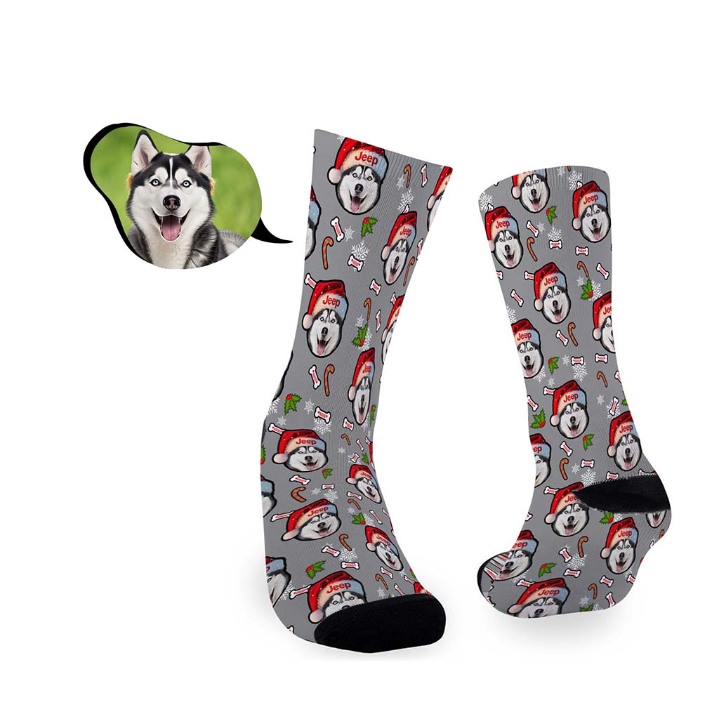 Personalized Dog Jeep Christmas Crew Socks Supler Store