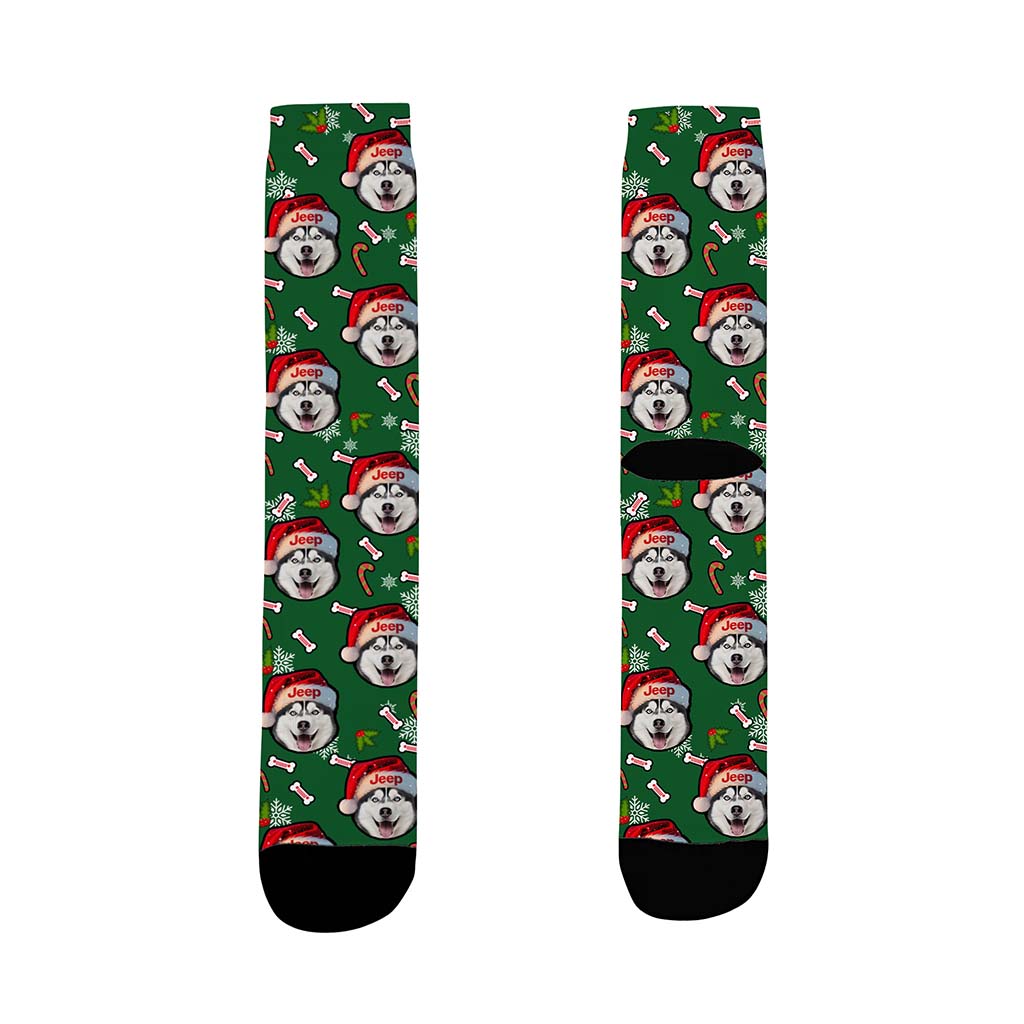 Personalized Dog Jeep Christmas Crew Socks Supler Store