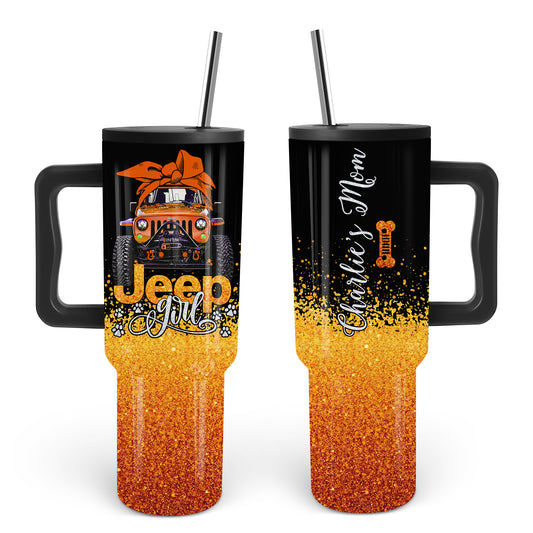 Personalized Multicolor Jeep Dog Girl Epoxy Tumbler 40oz 30oz Supler Store