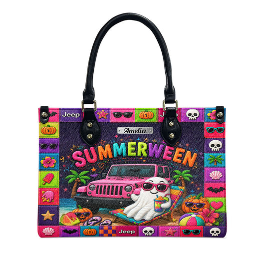 Jeep Summerween Halloween Ghost Beach Personalized Leather Handbag