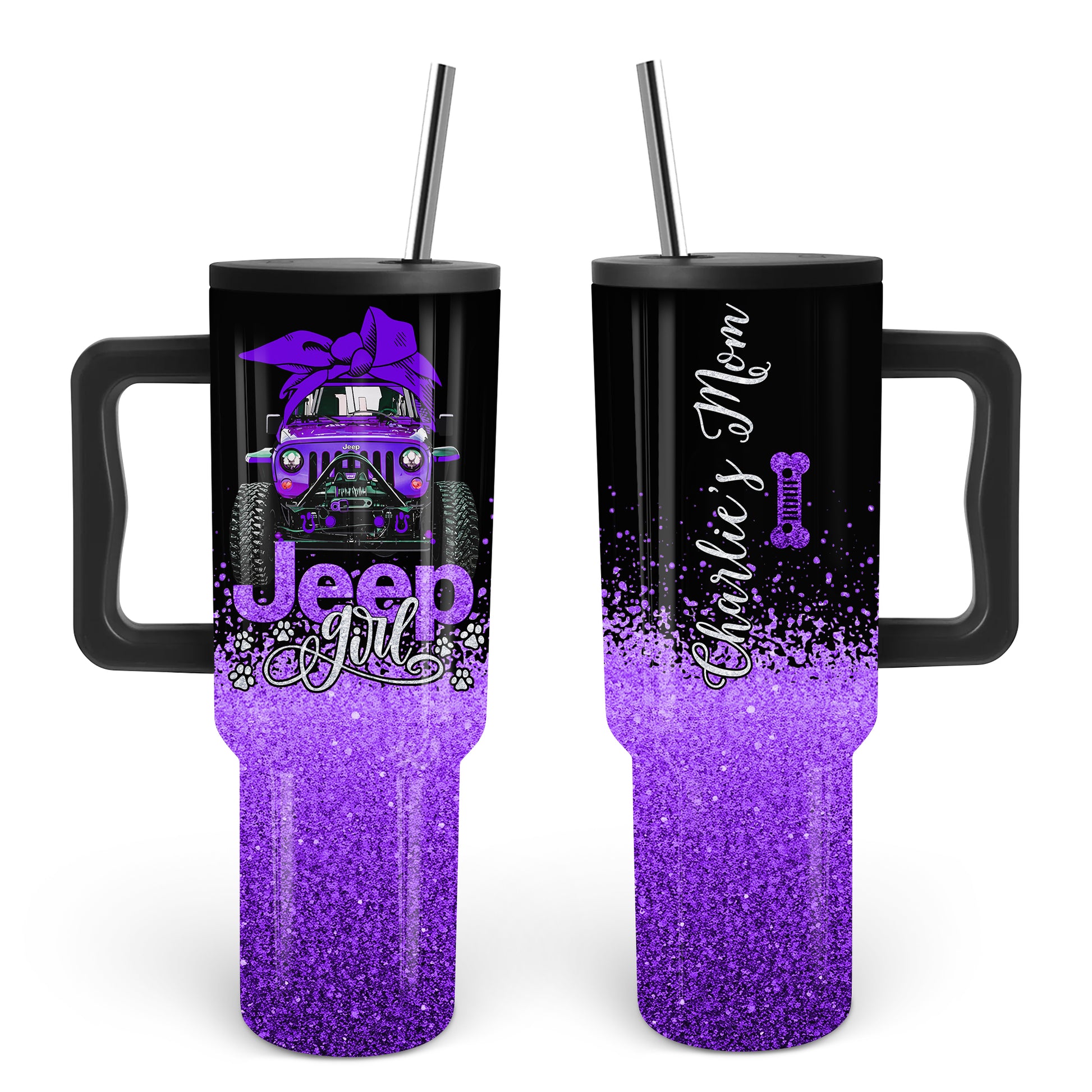 Personalized Multicolor Jeep Dog Girl Epoxy Tumbler 40oz 30oz Supler Store
