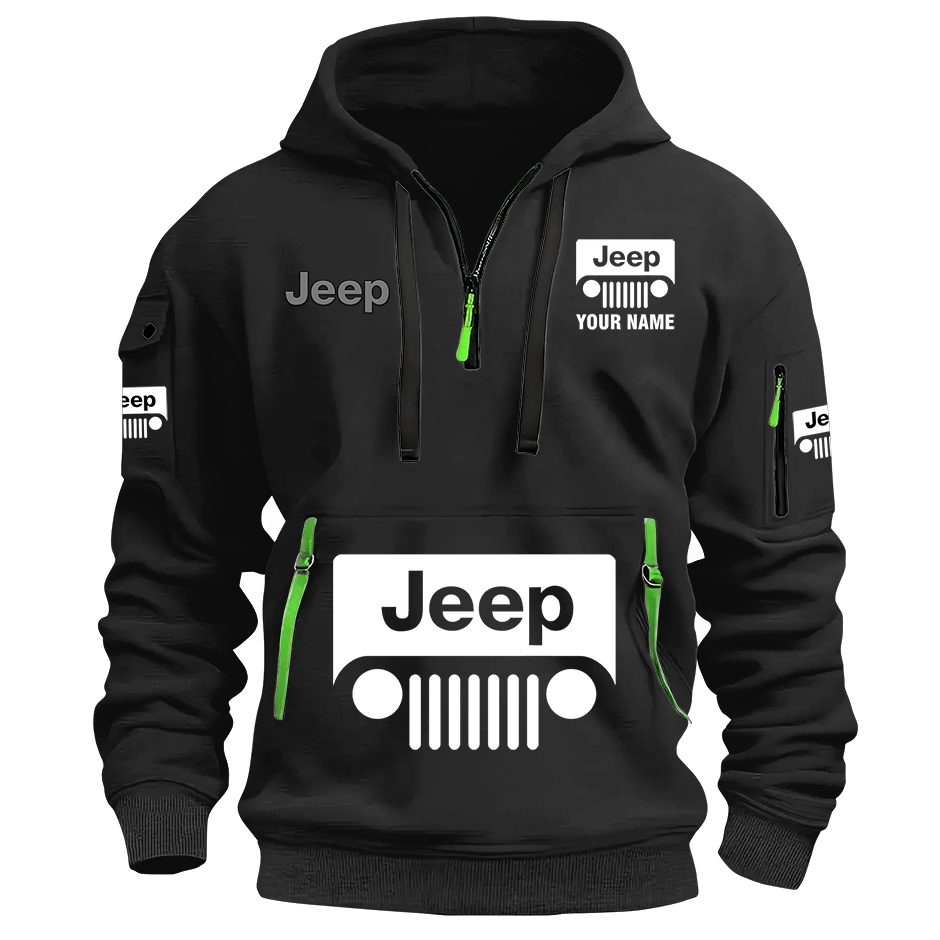 Personalized Jeep Grill Quarter Zip Hoodie