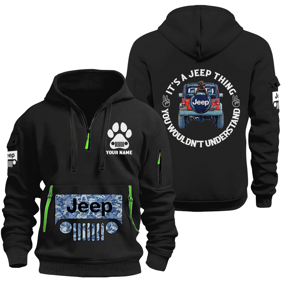 Personalized Jeep Dog Thing Quarter Zip Hoodie