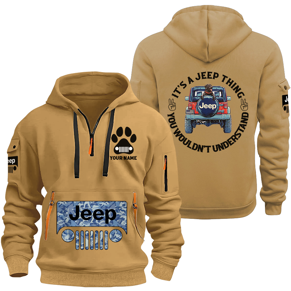 Personalized Jeep Dog Thing Quarter Zip Hoodie