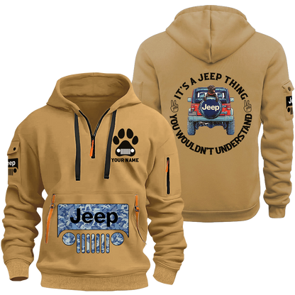 Personalized Jeep Dog Thing Quarter Zip Hoodie